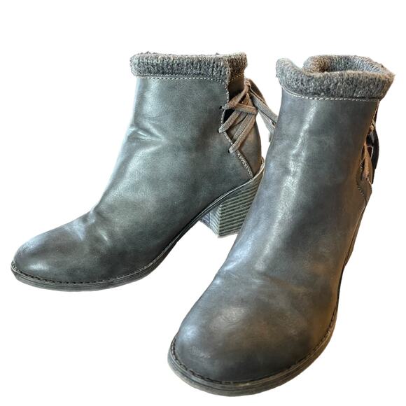 Roxy Dakota Gray Faux Leather Ankle Boots Size 9.5 - Picture 1 of 9